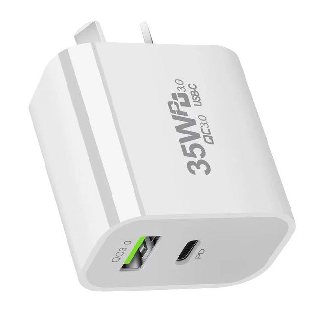 PD 35W Dual Port Fast USB Type C, Qualcomm 3.0 Wall Adapter / Charger